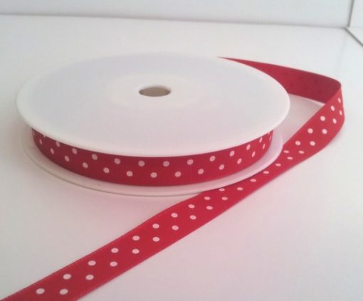 Red with White Dots Grosgrain 10mm x 20m 1