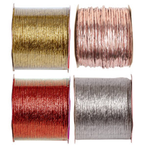 Gold, Silver, Red or Rose Gold metallic paper covered wire 2mm x 20 Metre Roll - 2725