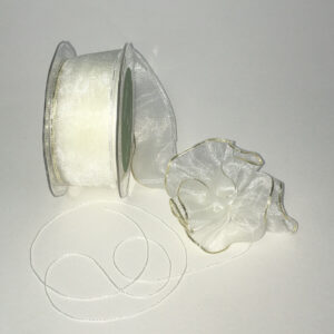 White/Gold Edge Organza Pull Bow  38mm x 27.42m