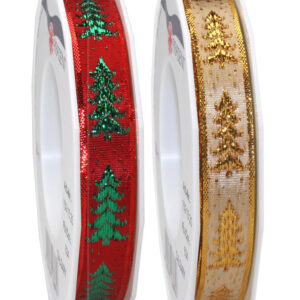 Christmas Ribbon 15mm x 20m Roll - Red or Gold