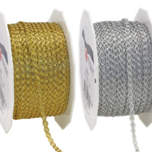 Wired Metallic Cord 3mm x 50m Roll - Silver or Gold