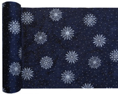 Navy Christmas table runner with white snowflakes 28cm x 2.5m