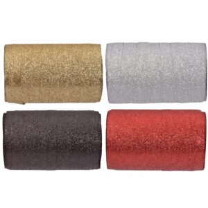 Gold , Silver, Red or Black glitter curling ribbon 10mm x 50 Metre roll - 3405