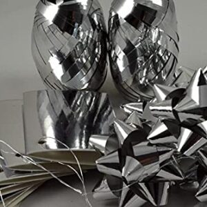 Shiny Metallic Bow, Ribbon and Tag Set. Christmas or Birthday Gift Wrap Set