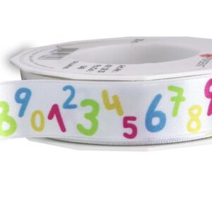 White Recycled Ribbon with Number Print 25mm x 20m Roll