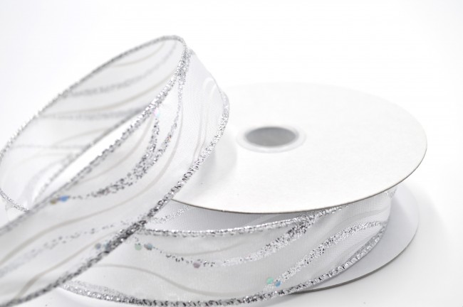 Wired Glitter Lurex Ribbon 25mm - 10m Roll - 3 Colours - Image 4