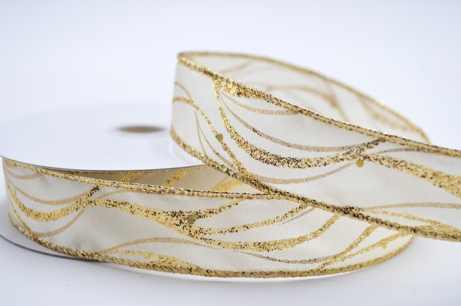 Wired Glitter Lurex Ribbon 25mm - 10m Roll - 3 Colours - Image 3
