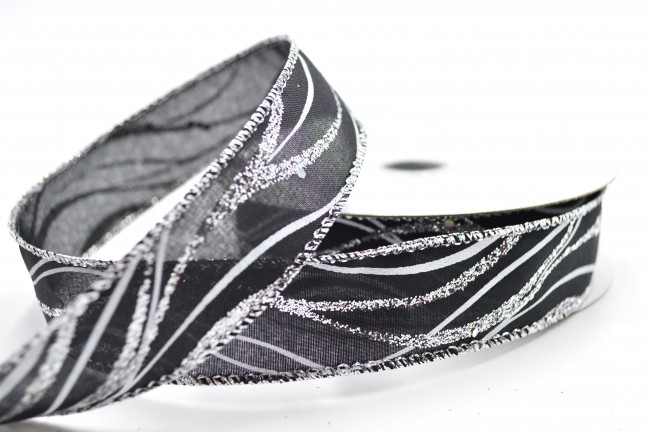 Wired Glitter Lurex Ribbon 25mm - 10m Roll - 3 Colours - Image 2