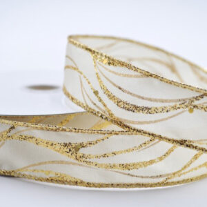 Wired Glitter Lurex Ribbon 25mm - 10m Roll - 3 Colours
