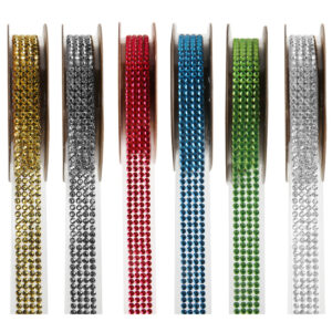 Blingy diamante self adhesive tape sticker 15mm x 1 Metre strip - 6 colours! 5267