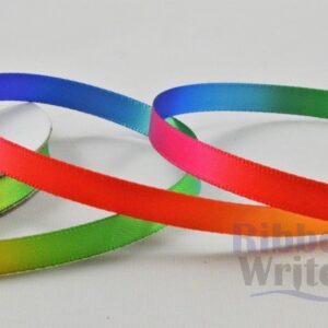 Rainbow Ombre Double Satin Ribbon 6mm x 10 Meter Roll.