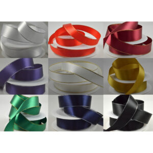 Single faced satin ribbon with silver or gold edge 15 or 25mm x 25 Metre Roll - 55087