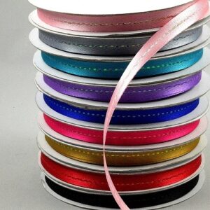 Satin ribbon with centre stitch detail 6mm x 20m roll