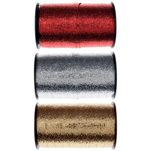 Gold, Silver or Red embossed curling ribbon 10mm x 25 Metre roll - 6472