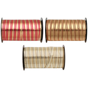 Gold, Red or Cream with gold stripe chic curling ribbon 10mm x 25 Metre roll - 7468