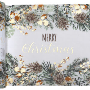 White traditional Christmas design table runner 30cm x 2.5m