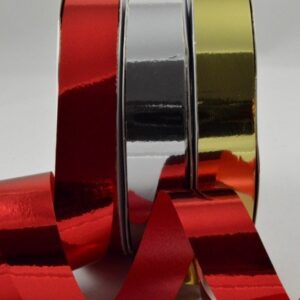 Silver, Gold or Red shiny polyprop curling ribbon 15mm x 10 Metre roll    77014