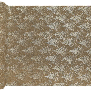 Natural/white  Christmas tree design table runner 28cm x 3m