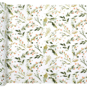 Christmas holly design table runner non woven polyester 30cm x 2.5m