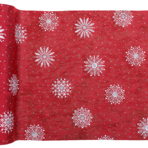 Red Christmas table runner with white snowflakes 28cm x 2.5m