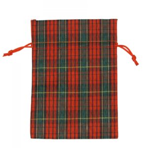 Red Tartan Drawstring Gift Bags available in 2 sizes (packs of 10)