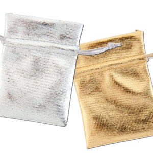 Gold or Silver Lurex drawstring bags available in 3 sizes (packs of 10)