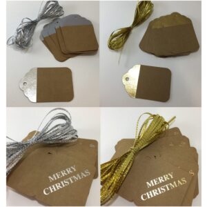Brown Kraft card tag with Gold or Silver metallic foil (50 piece pack)