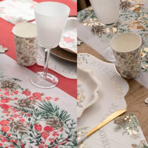 Christmas Poinsettia Gold or Red Table Runner 28cm X 3m