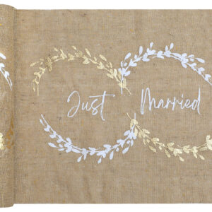 Jute "Just Married" Table Runner 28cm x 3m