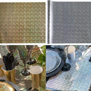 Gold or Silver Sparkle Holographic Look Table Runner - 27cm x 3m