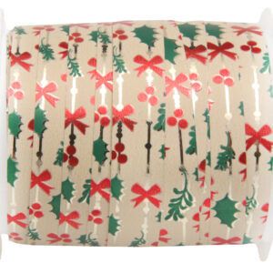 Christmas Holly print curling ribbon 10mm x 10m
