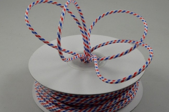 Red/white/blue decorative cord 2mm x 25m roll