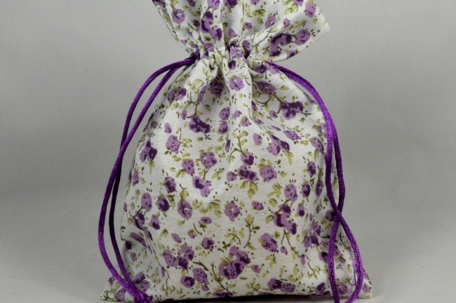 Baby pink/Purple/Yellow floral cloth drawstring gift bag (pack of 3) - Image 4