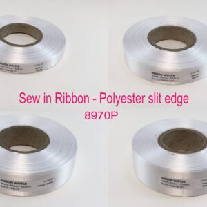 *New* 8970P White slit edge Polyester ribbon for sew in labels 10mm, 15mm, 20mm or 25mm x 50 Metre