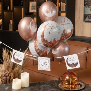 Eid Mubarak rose gold bunting/flags 15x15cm/500cm
