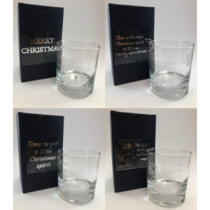 Engraved Novelty Christmas Glass Tumbler with fun Christmas messages