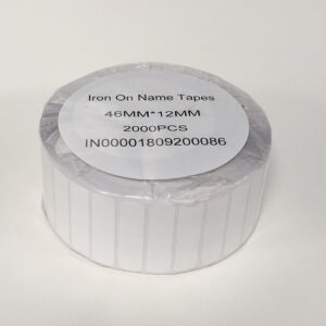 Iron on White DIE CUT Labels 46mm x 12mm x 2000pc  ***ONLY FOR USE WITH 'DELUXE' PRINTER