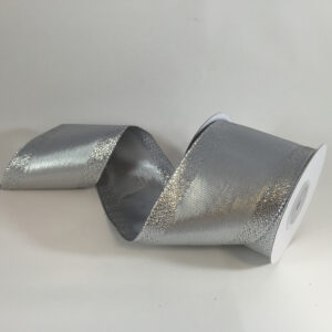 Wired Silver Lurex Christmas Ribbon 64mm x 9.15 Metre roll