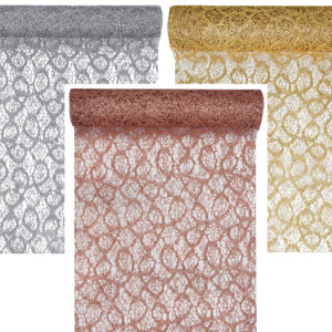 Lace Look Table Runner, Gold, Silver or Rose Gold 28cm x 5m 5086