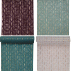 Luxury Cotton Art Deco designer table runner Green/Gold, Blue/Gold or Rose Gold/Gold design 28cm x 3 Metres T6067