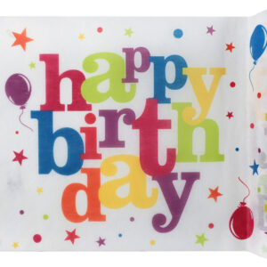 Multi colour Happy Birthday table runner 30cm x 5M T6198 99