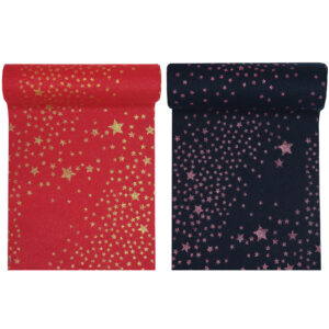 Polyester Table Runner Red or Blue with shiny stars 30cm x 3M - Ideal for parties and Christmas! T6569