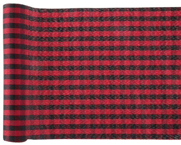 Red Scottish style polyester table runner 28cm wide x 3 Metres long T7012 7