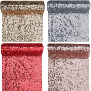 Gold, Silver, Red or Rose Gold Ultra Sequin polyester table runner 18cm x 3 Metres T7035