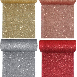 Gold, Silver, Red or Rose Gold Ultra glitter polyester table runner 18cm x 5 Metres T7036
