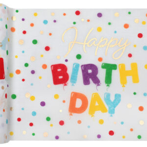 Happy Birthday multi coloured table runner 28cm x 3 Metre - T7613 99