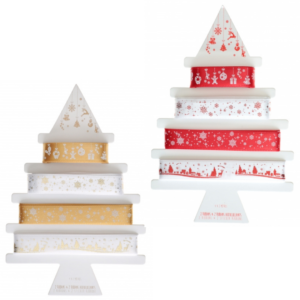 Gold and white/Red and white Christmas ribbon selection of 15mm 4 x 2m lengths