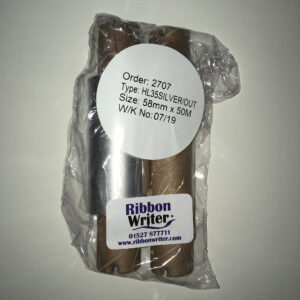 Washproof Transfer Foil HALF width - Silver - 58mm x 50m **NOT COMPATIBLE WITH ORIGINAL OS-214 OR EXCEL OS-314 LEFT HAND PRINTERS**