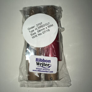Washproof Transfer Foil HALF width - Red - 58mm x 50m **NOT COMPATIBLE WITH ORIGINAL OS-214 OR EXCEL OS-314 LEFT HAND PRINTERS**