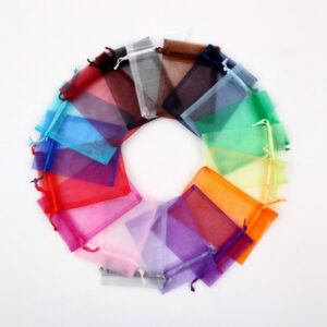Organza drawstring gift bags 10 x 12.5cm or 12.5 x 15.5cm (packs of 12)